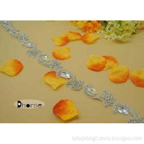 Silver Beaded Iron On Rhinestone Trim By The Yard For Weddi